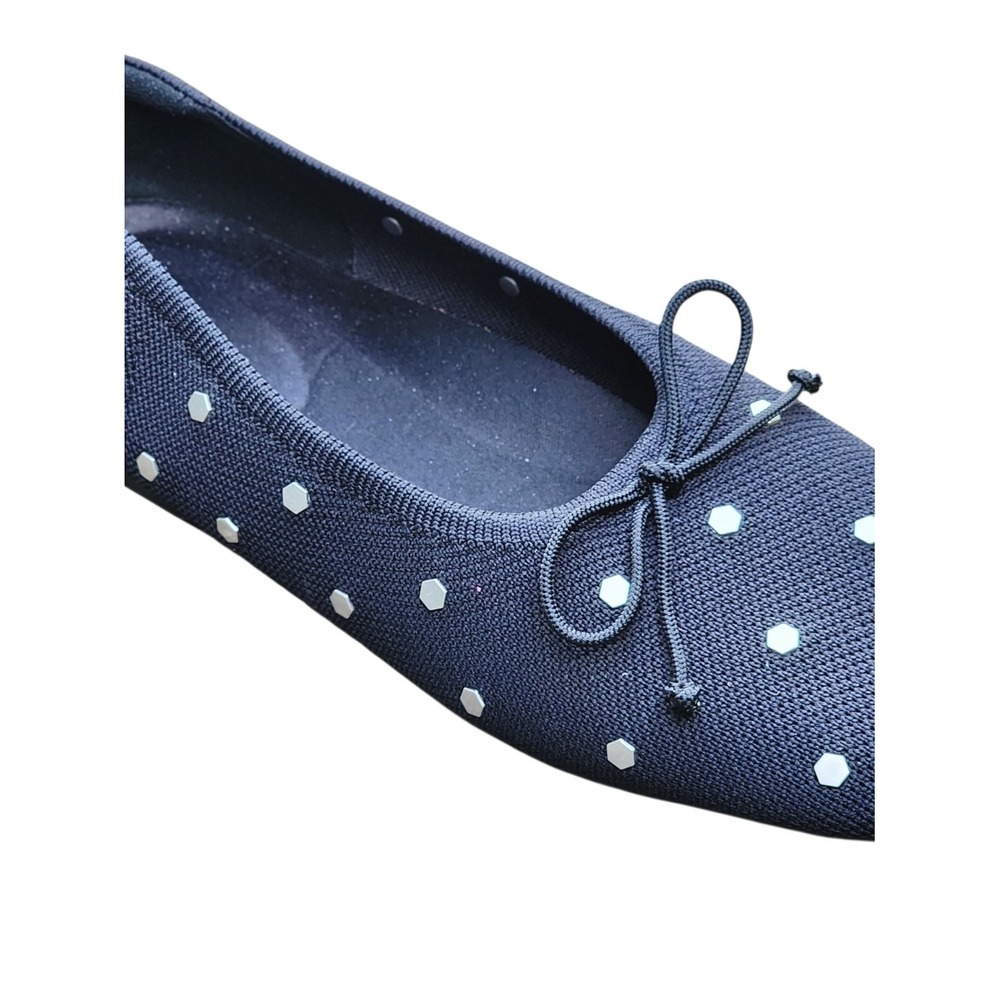 VIVAIA Square Toe Studded Ballet Flats Black Size‎ 40.5 9.5